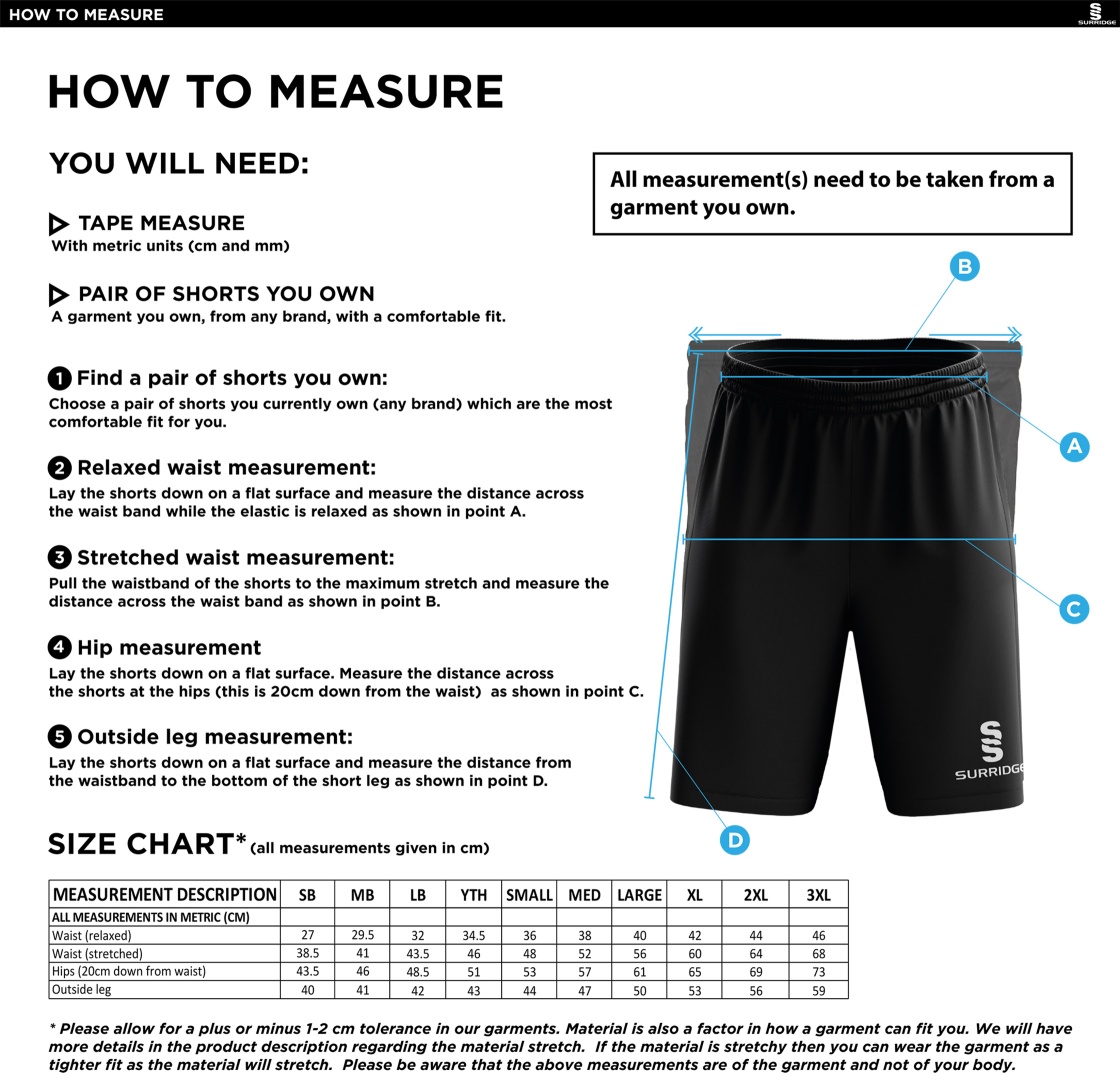 Men's - Ripstop Pocketed Shorts - Size Guide