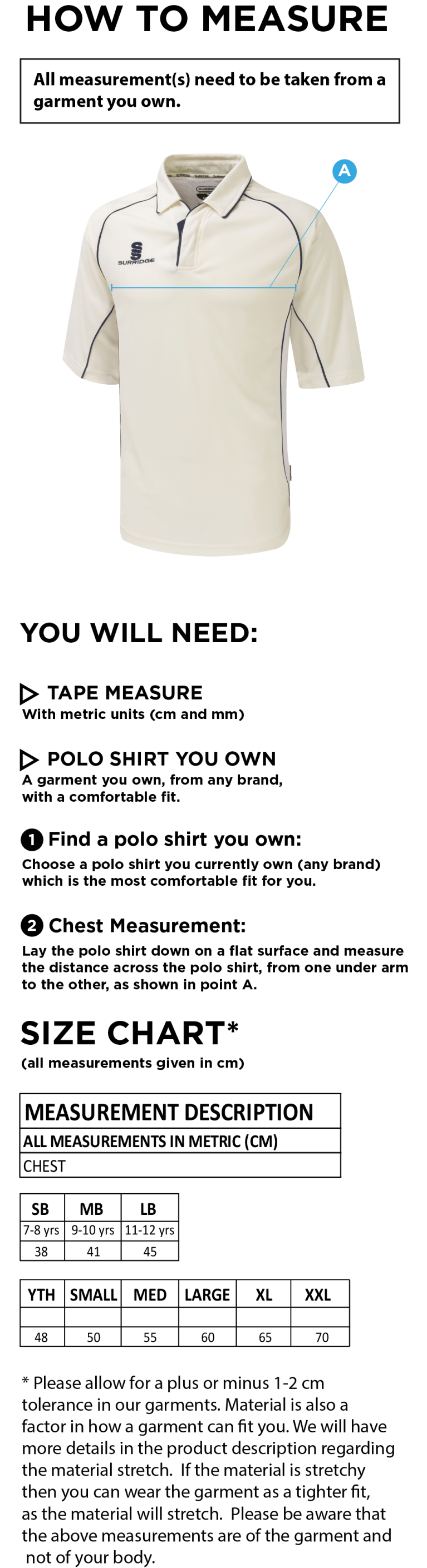 Men's - Dual Premier Short Sleeve Shirt - Size Guide