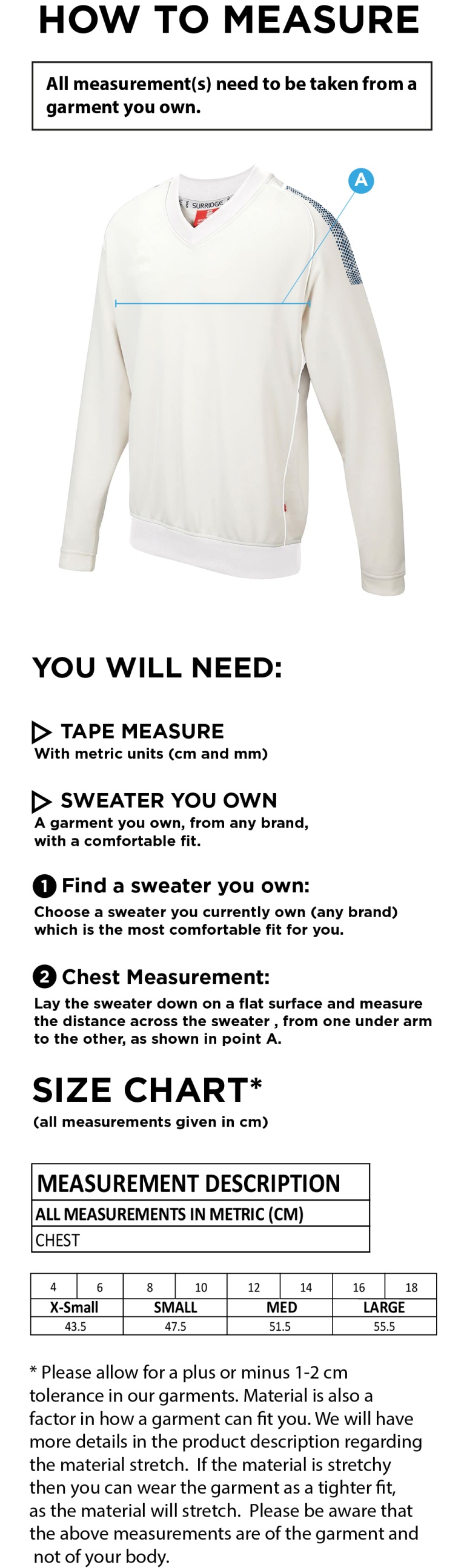 Women's - BLAST LONG SLEEVE SWEATER - Ivory - Size Guide