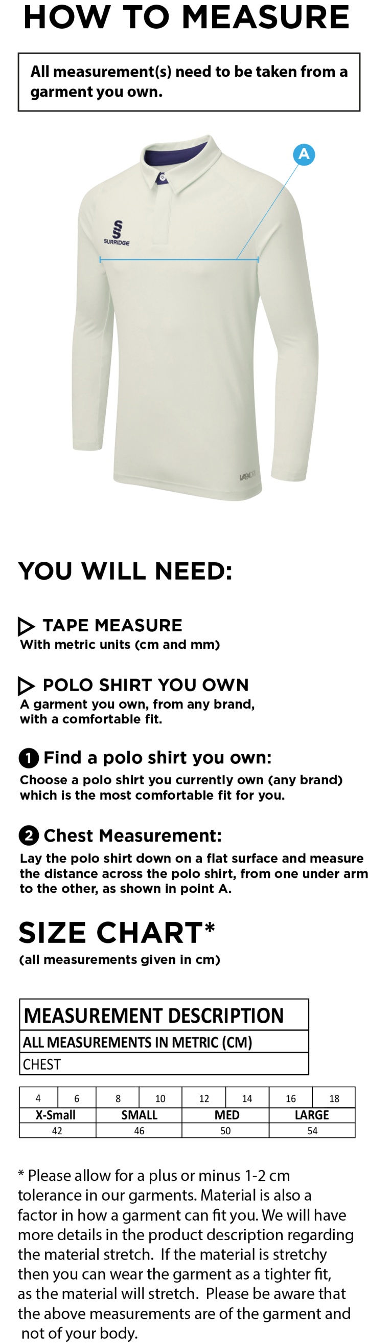 Women's - DUAL LONG SLEEVE CRICKET SHIRT - Ivory - Size Guide